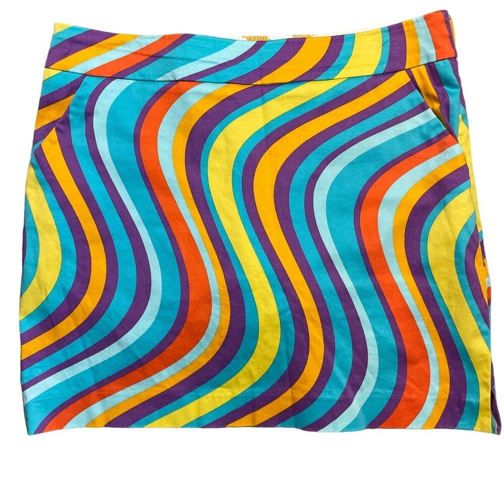 Loudmouth Women's Skort in Turquoise, Yellow, Purple & Orange Wave Print